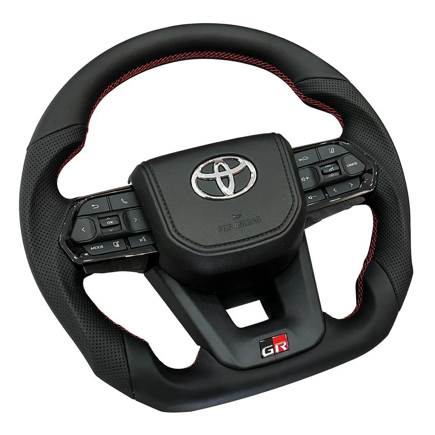 Toyota Land Cruiser GR Perforated Leather Steering Wheel (Red Stitching)