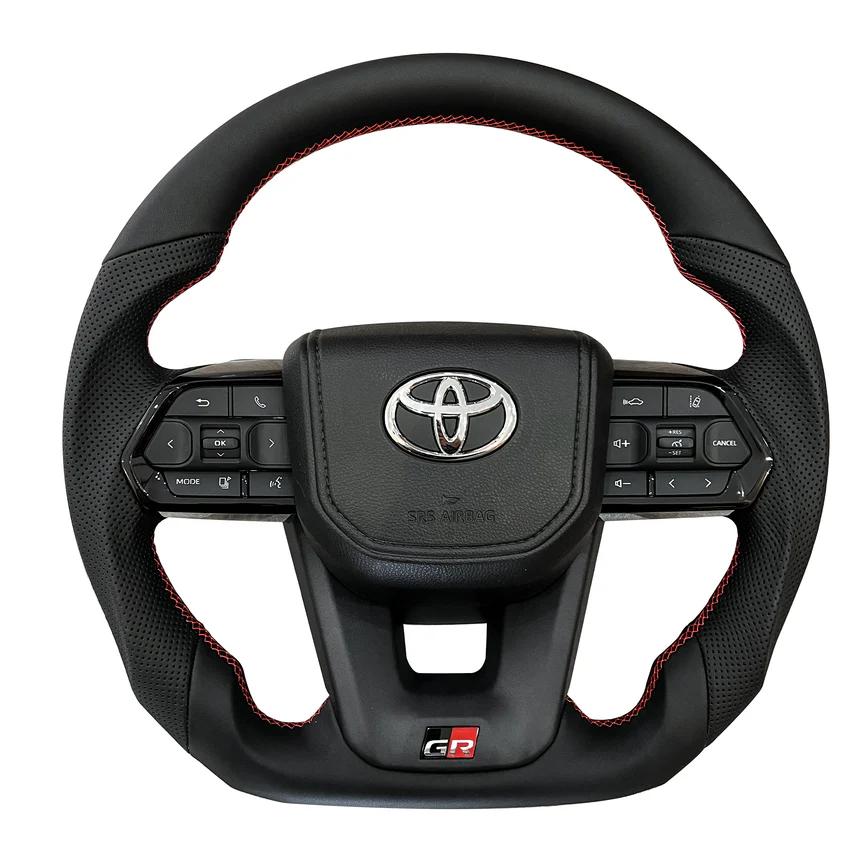 Toyota Land Cruiser GR Perforated Leather Steering Wheel (Red Stitching)